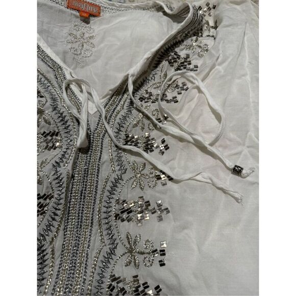 Embroidered silver embellished swim cover up XS - Picture 6 of 7